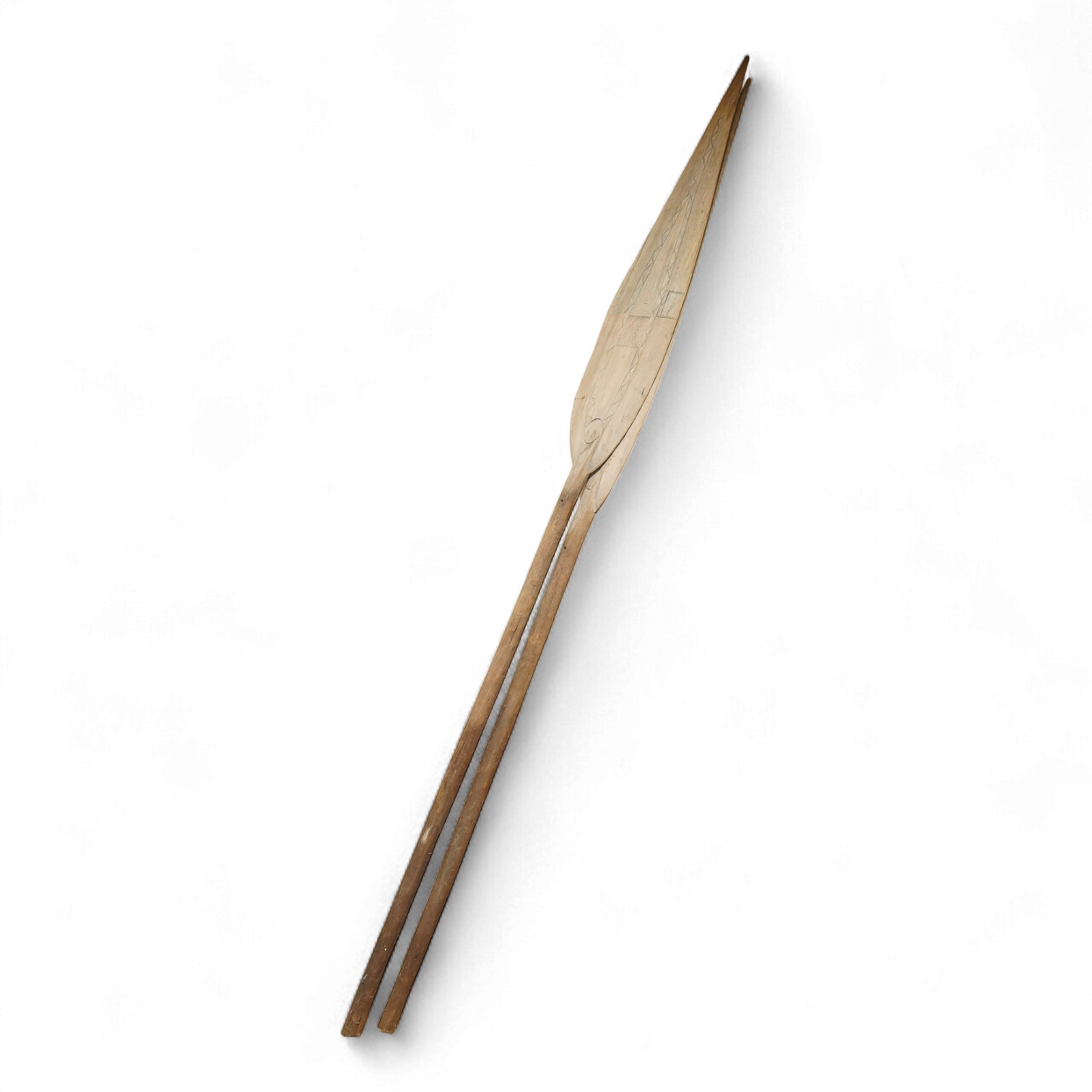 A pair of tribal paddles, 180 cm long